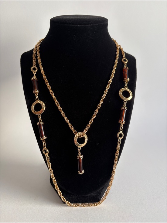 Sarah Coventry Jewelry - Vintage 1977 Sarah Coventry Emberwood Double Strand Necklace